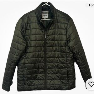 Goodfellow Quilted Puffer Jacket Size Large Olive Green winter zip up jacket men